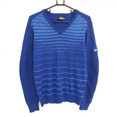 【超美品】ナイキゴルフ セーター ブルー×ライトブルー Vネック ボーダー風 ニット メンズ M ゴルフウェア NIKE