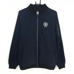 【超美品】フットジョイ ジャケットブルゾン ネイビー×黒 ロゴシリコンワッペン 裏地メッシュ メンズ L ゴルフウェア FootJoy