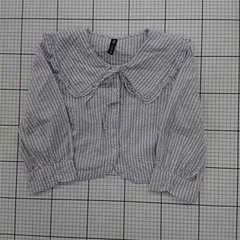 ◇ Θ ザラ ZARA 3213/445/044 ストライプフリルカラーシャツ レディース Mサイズ ブルー系 E  【1510070018113】