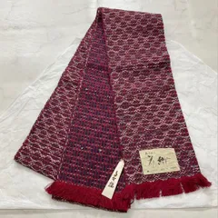 ●kimono+one●kimonoarisa●厳選●未使用同然●花織●赤●正絹●半幅帯半巾帯小袋帯●長尺●417㎝●