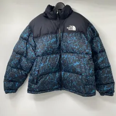 【中古】THE NORTH FACE Retro NUPTSE JACKET 総柄 サイズXL ブルー/ブラック ザノースフェイス レトロ ヌプシジャケット[17]