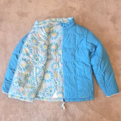 【L.L.Bean／キッズXL18／レディースM相当】リバーシブル中綿ジャケット／花柄×ブルー／軽量あったかアウター／レディースM相当／女の子／男の子