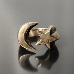 シルバーリング 指輪 6号 925刻印 SILVER シルバー 重量約8g 三日月と星 moon star デザイン メキシコ MEXICO 装飾品 ユニセックス レディースアクセサリー■S123