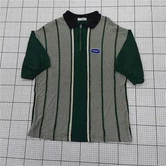 ◇ ⊂ ウィゴー WEGO WE22SM06-M0011 ストライプ半袖ポロシャツ グリーン系 メンズ M E  【1510230015105】のサムネイル