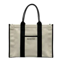 BALENCIAGA(バレンシアガ) トートバッグ美品  ハードウェアトートバッグ 671400 アイボリー×黒 レザー