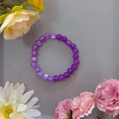 パープルビーズブレスレット（16cm）／ハンドメイド・シンプル・艶あり