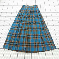 ◇ ⊇ イデム idem IDIZI1023001 チェック柄プリーツスカート ベルト付き ブルー系 レディース F E  【1510240001389】