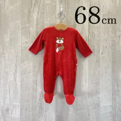 ap11562-3 OBAiBi オバイビ BABY ベビー ロンパース 60 6M 68cm レンガ色 アライグマ クリスマス リブ 起毛 スナップボタン 靴下一体 長袖 6ヶ月 OBAÏBI