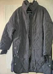 レディース ブラック キルティング ロング ダウン コート