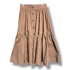 DOUBLE STANDARD CLOTHING ダブルスタンダードクロージング 前ボタン フレアスカート ウエストゴム ティアードスカート 定価23760円 レディース サイズ38 ブラウン 春 久喜倉庫店 22 No.K965