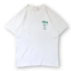 80s OLD STUSSY 後付け2枚タグ ONE WORLD ONE LOVE TEE サイズМ ホワイト オールドステューシー 