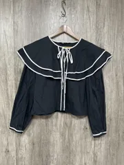 ZARA ザラ 長袖 襟 フリル ブラウス シャツ sizeL/黒  ■◇ レディース