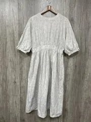 MAGALI マガリ 日本製 リーフ柄 リネン混 総柄 ブラウス ロング フレア シャツ ワンピース sizeF/ライトベージュ  ■◆◎レディース