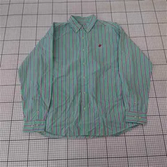 ◇ Θ ビバリーヒルズポロクラブ BEVERLY HILLS POLO CLUB ストライプシャツ Lサイズ メンズ グリーン系 E  【1510240010213】