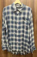 HARE / ハレ HA020186TO 長袖シャツ ダメージ加工 ブルー チェック 表記サイズSMALL XL相当