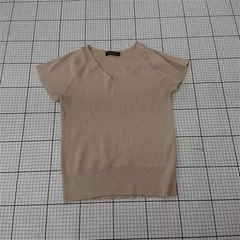 ◇ ⊂ ユナイテッドアローズ グリーンレーベルリラクシング Vネック半袖ニット ベージュ系 レディース E  【1510240011395】