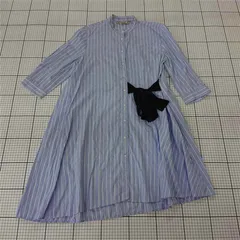 ◇ Θ ザラベーシック ZARA BASIC ストライプシャツワンピース ブルー系 Mサイズ レディース アシンメトリー E  【1510240011388】