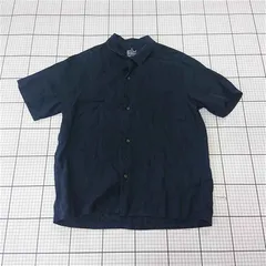 ◇ ⊂ 無印良品 半袖リネンシャツ ネイビー 日本サイズM メンズ E  【1511060031389】