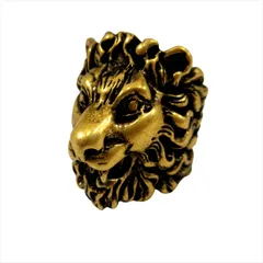 未使用品 グッチ GUCCI ライオンヘッド リング 指輪 アニマルモチーフ アクセサリー ジュエリー 19号 ヴィンテージゴールド メンズ◆７