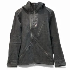 AVIREX アヴィレックス P.D.W. ウィンドブレイク フーデットジャケット 6623007 黒 ブラック プリント柄 サイズL アシンメトリージップデザイン ボンディング生地 ストレッチ メンズ 秋 ゴーゴー古着マルイ草加店2621Y