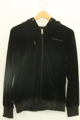 【中古】 Calvin Klein メンズジップパーカー M ベロア ジップパーカー Calvin Klein M 黒 ブラック ベロア