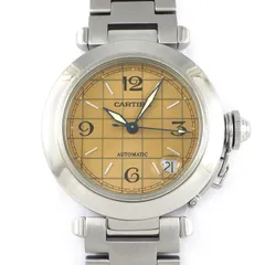 カルティエ Cartier 腕時計 パシャC W31024M7 デイト グリッド ギョーシェ サンレイ サーモンピンク文字盤 SS 自動巻き 【中古】のサムネイル