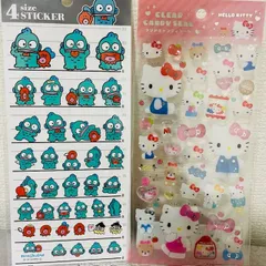 サンリオ　クリアキャンディーシール　ハローキティ　4サイズステッカー　ハンギョドン　ぷくぷく　クリア　2点セット
