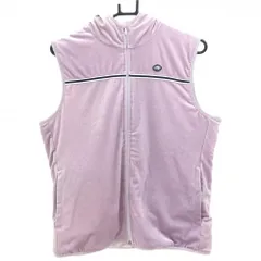 【美品】フィドラ 中綿リバーシブルベスト ライトピンク 片面ベロア調 フード付  レディース L ゴルフウェア FIDRA