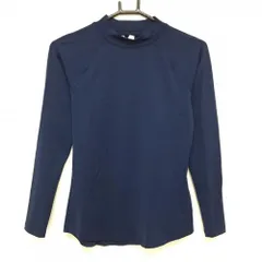 【美品】アンダーアーマー ハイネックインナーシャツ ネイビー ストレッチ HEAT GEAR  レディース MD ゴルフウェア UNDER ARMOUR