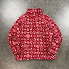 USA製 90s Vintage LAND'S END Fleece Jacket Half-Zip ランズエンド フリースジャケット ハーフジップ プルオーバー ノルディック柄 フェアアイル 幾何学 総柄 ヴィンテージ