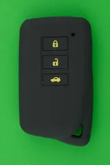 レクサス（LEXUS）3ボタン・スマートキー用　シリコンカバーケース　黒色（絵文字　黄）