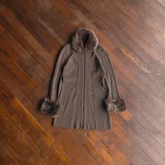 LANVIN” Fur Design Jacket / Elegant Mode Style Japan Made Wool Silk Blend Fox Fur 38 S相当のサムネイル