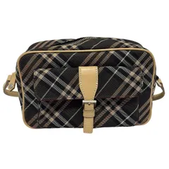 Burberry Blue Label(バーバリーブルーレーベル) ショルダーバッグ - 黒×ベージュ×マルチ チェック柄 レザー