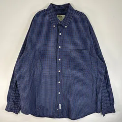 古着 00’s/00年代 エディー・バウアー Eddie Bauer 長袖シャツ ワンポイント ロゴ チェック ボタンダウン XL  ネイビー系 マルチカラー メンズ