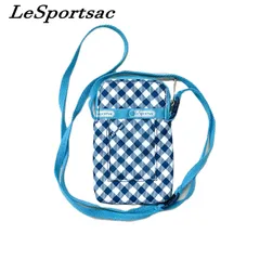 LeSportsac レスポートサック ミニスマホショルダーバッグ 青系 ギンガムチェック