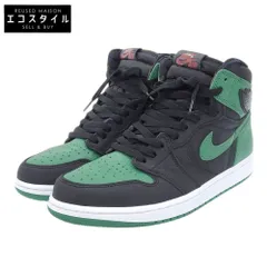 NIKE ナイキ 美品 エアジョーダン1 レトロ ハイ OG ハイカットスニーカー シューズ メンズ ブラック×パイングリーン 26.5cm 555088-030 8.5(US)
