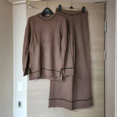 カシミア ケーブル編みニットセット