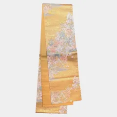 ✨美品✨袋帯　金地　楓　紅葉　流水文　刺繍　　黄金緞子