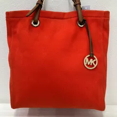 6817　MICHAEL KORS　マイケルコース　マイケル・コース　トートバッグ　ハンドバッグ　キャンバス　レザー　レディース　無地　オレンジ　朱赤　シンプル　きれいめ
