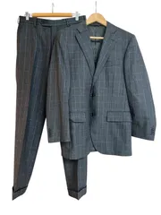 ZM1615 NEWYORKER ニューヨーカー　ビジネススーツ上下　チェック　チャコールグレー×パープル　メンズ　サイズA6