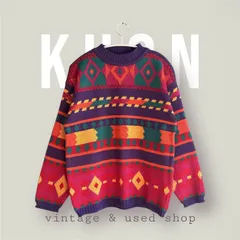 ヴィンテージニット　平成レトロ　Y2K  カラフルニット　アメリカンヴィンテージ　古着　派手コーデ