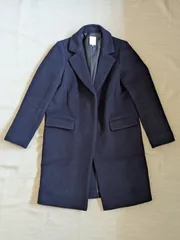 美品 Techichi テチチ レディース ネイビー 紺 ウール M チェスターコート ロング丈 秋冬 冬服