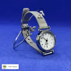 ☆腕時計  ブレスレット  ステンレス メッシュ バンド シンプル 文字盤 カフ バングル 高級感 ウォッチ レディース //S-44