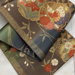 半幅帯 小袋帯 正絹 リバーシブル 鳥獣戯画 笹蔓紋様 - メルカリ