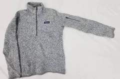 Patagonia パタゴニア ハーフジップ フリースセーター 杢グレー ワンポイントロゴ Mサイズ  fg1202-2