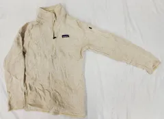Patagonia パタゴニア ハーフジップ フリースセーター 生成り アイボリー ワンポイントロゴ Mサイズ  fg1202-6