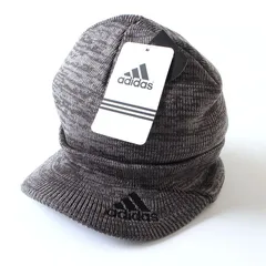 HR0468 未使用 adidas アディダス ツバ付き ニットキャップ ニット帽 ロゴ グレー フリーサイズ