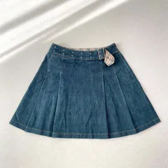 Y2K BURBERRY LONDON バーバリーロンドン  プリーツ デニム ミニスカート スタッズ ベルト ノバチェック 平成ギャル BURBERRY LONDON