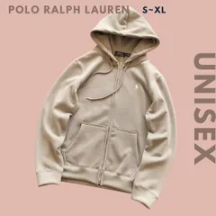 POLO Ralph Lauren ポロ ラルフローレン ロゴ長袖ジップアップフードパーカー フーディー ライトベージュ メンズ レディース ユニセックス 輸入