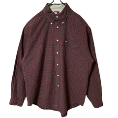 トミーヒルフィガー チェック 2XL オーバーサイズ ボタンダウン レッド赤 赤 シャツ レディース ユニセックス メンズ 古着 長袖